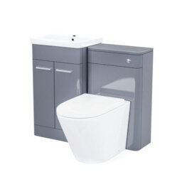 Nes Home Afern 500mm Vanity Unit, Wc Unit And Round Back To Wall Toilet Steel Grey - thumbnail 6
