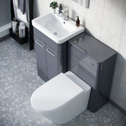 Nes Home Afern 500mm Vanity Unit, Wc Unit And Round Back To Wall Toilet Steel Grey - thumbnail 3