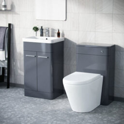Nes Home Afern 500mm Vanity Unit, Wc Unit And Round Back To Wall Toilet Steel Grey - thumbnail 2