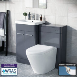 Nes Home Afern 500mm Vanity Unit, Wc Unit And Round Back To Wall Toilet Steel Grey - thumbnail 1