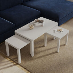 Urbn-Living Urbnliving Wooden Nesting Stacking White Color Coffee Side Centre Tables Living Room Furniture, Set Of 3 - thumbnail 3