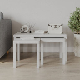 Urbn-Living Urbnliving Wooden Nesting Stacking White Color Coffee Side Centre Tables Living Room Furniture, Set Of 3 - thumbnail 4