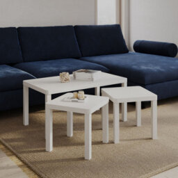 Urbn-Living Urbnliving Wooden Nesting Stacking White Color Coffee Side Centre Tables Living Room Furniture, Set Of 3 - thumbnail 2
