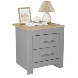 Grey Mdf Bedside Table Nightstand Chest Of 2 Drawers Storage Cabinet - thumbnail 1