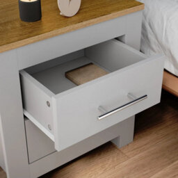 Grey Mdf Bedside Table Nightstand Chest Of 2 Drawers Storage Cabinet - thumbnail 5