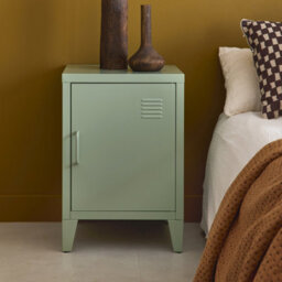 Sweeek - Industrial Metal Bedside Table With 1 Door Soho Light Green 38X38X57 Cm - thumbnail 7