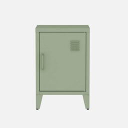 Sweeek - Industrial Metal Bedside Table With 1 Door Soho Light Green 38X38X57 Cm - thumbnail 3