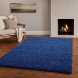Uetian Navy Blue Shaggy Rug Soft Plush Carpet For Living Room & Bedroom (160X230 Cm) - thumbnail 1