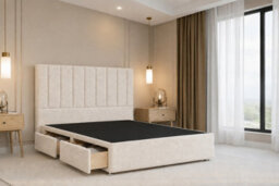"Nexus Kyoto Teddy Divan, Cream, 54"" Headboard, 2 Drawers Same Side, Open Coil Mattress, Double" - thumbnail 4
