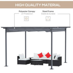 Outsunny 3.5X3.5M Pergola Metal Gazebo Backyard Porch Awning Retractable Canopy - thumbnail 4