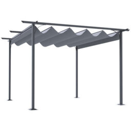 Outsunny 3.5X3.5M Pergola Metal Gazebo Backyard Porch Awning Retractable Canopy - thumbnail 2