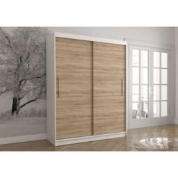 Arte Stylish Vista 04 Sliding Door Wardrobe - White With Oak Sonoma Doors - (H)2000mm X (W)1500mm X (D)610mm - thumbnail 1