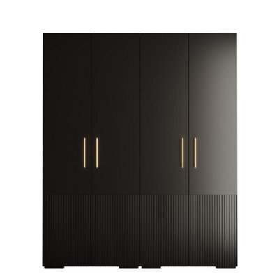 Arte Manhattan Iii Modern Spacious Hinged Door Wardrobe W2000mm H2370mm D470mm - Chic Black, 4 Doors, 20 Shelves - image 1