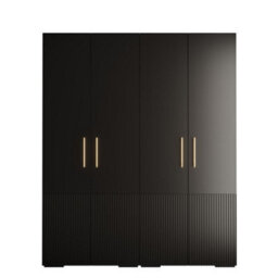 Arte Manhattan Iii Modern Spacious Hinged Door Wardrobe W2000mm H2370mm D470mm - Chic Black, 4 Doors, 20 Shelves - thumbnail 1