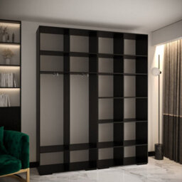 Arte Manhattan Iii Modern Spacious Hinged Door Wardrobe W2000mm H2370mm D470mm - Chic Black, 4 Doors, 20 Shelves - thumbnail 6