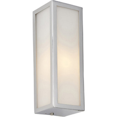 Bathroom Wall Light Fitting - Chrome Plate & Frosted Glass Shade - Single Lamp - image 1