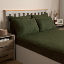 Ohs 4 Pack Teddy Fleece Pillowcase Cover Bedding Set Thermal - Woodland Green - thumbnail 1