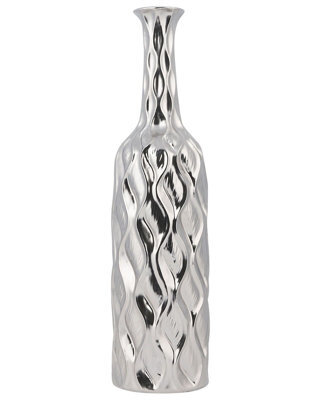 Beliani Silver Stoneware Bottle Vase - Modern Glam Honeycomb Texture, 12Cm X 45Cm - image 1