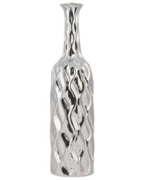 Beliani Silver Stoneware Bottle Vase - Modern Glam Honeycomb Texture, 12Cm X 45Cm - thumbnail 1