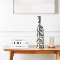 Beliani Silver Stoneware Bottle Vase - Modern Glam Honeycomb Texture, 12Cm X 45Cm - thumbnail 2