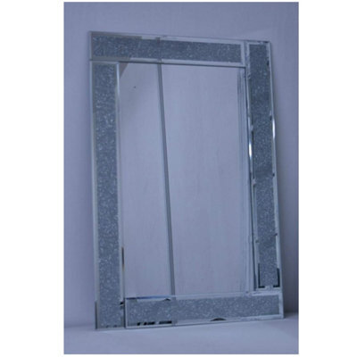 Deenz Large Sparkle Silver Glitter Wall Mirror Frame Glass Living Room Lounge 60X80Cm