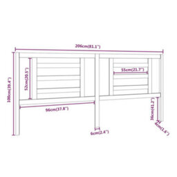 Berkfield Bed Headboard Grey 206X4X100 Cm Solid Pine Wood - thumbnail 6