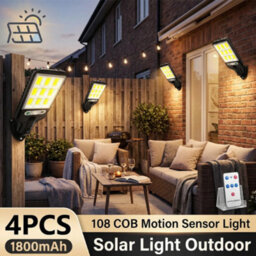 4 Pack Solar Led Pir Motion Sensor Wall Lights With Remote - thumbnail 2