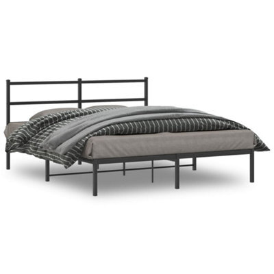 Berkfield Metal Bed Frame Without Mattress With Headboard Black 150X200Cm - image 1