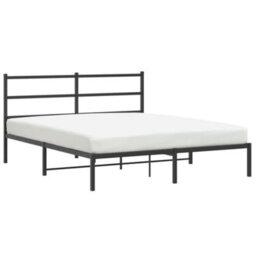 Berkfield Metal Bed Frame Without Mattress With Headboard Black 150X200Cm - thumbnail 2