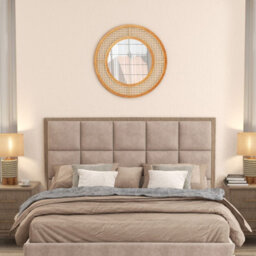 Gainoom 65Cm Natural Rattan Round Wall Mirror Wooden Framed Mirror - thumbnail 3