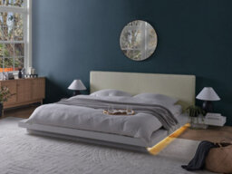 Beliani Bed With Led Faux Leather Zen 180 X 200 Cm (Eu Super King) White - thumbnail 2