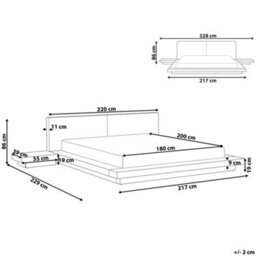 Beliani Bed With Led Faux Leather Zen 180 X 200 Cm (Eu Super King) White - thumbnail 3