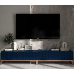 Heze Furniture Elpis Glamour Tv Sideboard 220 Cm Tv Unit Navy Matt / Copper Frame - thumbnail 2