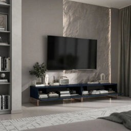 Heze Furniture Elpis Glamour Tv Sideboard 220 Cm Tv Unit Navy Matt / Copper Frame - thumbnail 3