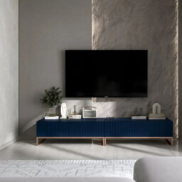 Heze Furniture Elpis Glamour Tv Sideboard 220 Cm Tv Unit Navy Matt / Copper Frame - thumbnail 4