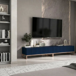 Heze Furniture Elpis Glamour Tv Sideboard 220 Cm Tv Unit Navy Matt / Copper Frame - thumbnail 5