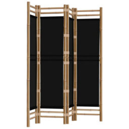 Berkfield Folding 4-Panel Room Divider 160 Cm Bamboo And Canvas - thumbnail 2