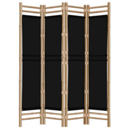 Berkfield Folding 4-Panel Room Divider 160 Cm Bamboo And Canvas - thumbnail 5