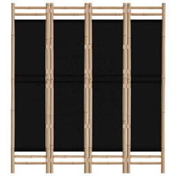 Berkfield Folding 4-Panel Room Divider 160 Cm Bamboo And Canvas - thumbnail 4