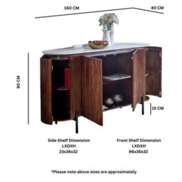 Worcester Ruby Mango Wood Sideboard With Marble Top & Metal Legs - thumbnail 5