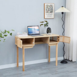 Nordlys 2-Door Wood And Rattan Desk Classic Style Bedroom - thumbnail 4