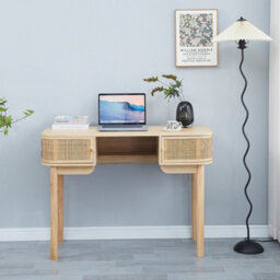 Nordlys 2-Door Wood And Rattan Desk Classic Style Bedroom - thumbnail 3
