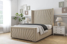 "Sloomy Rutherford Almond Coniston Bed Frame With Mattress With 50""  Upholstered Wingback Headboard 6' Super King" - thumbnail 2