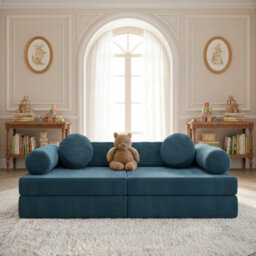 Adell Freestanding Upholstered Foam Sofa For Living Room With Loose Cushions Width 130Cm Depth 65Cm Blue - thumbnail 1
