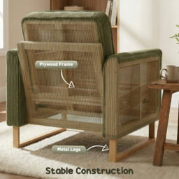 Homcom Armchair With Metal Legs And Spring Dark Green - thumbnail 7