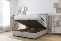 "Comfort Savoy Silver Naples Ottoman Bed Base With 54"" Floor Standing Headboard 4'6 Double" - thumbnail 2
