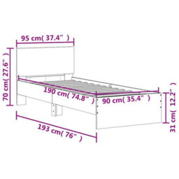 Vidaxl Bed Frame Without Mattress With Headboard Sonoma Oak 90X190 Cm Single - thumbnail 3