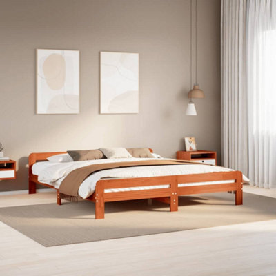 Berkfield Bed Frame Without Mattress Wax Brown 180X200 Cm Super King Size Solid Wood Pine - image 1