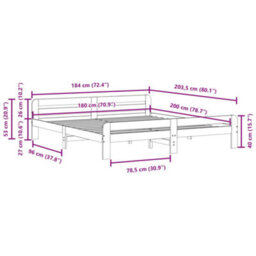 Berkfield Bed Frame Without Mattress Wax Brown 180X200 Cm Super King Size Solid Wood Pine - thumbnail 9
