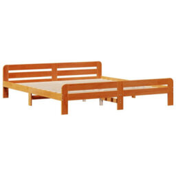 Berkfield Bed Frame Without Mattress Wax Brown 180X200 Cm Super King Size Solid Wood Pine - thumbnail 3